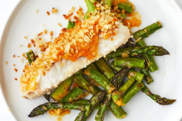 Crispy Miso-Butter Fish With Asparagus Asian Style